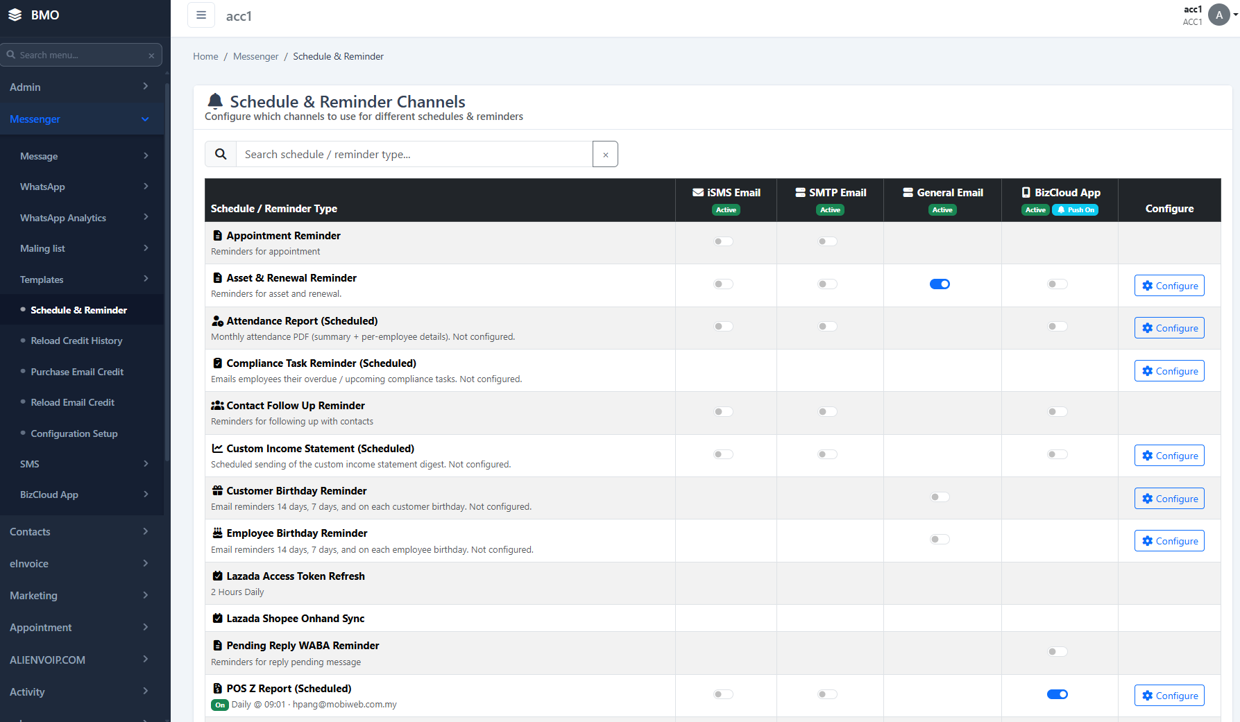 Employee Groups, Entitlements & Permissions: Scheduled reminders